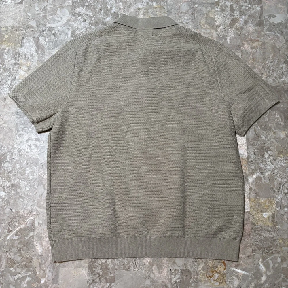 Banana Republic Shirt Mens Large Khaki Cotton Weave Knit Sweater Polo